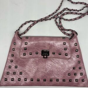 Studded Pink Leather Women's Bag